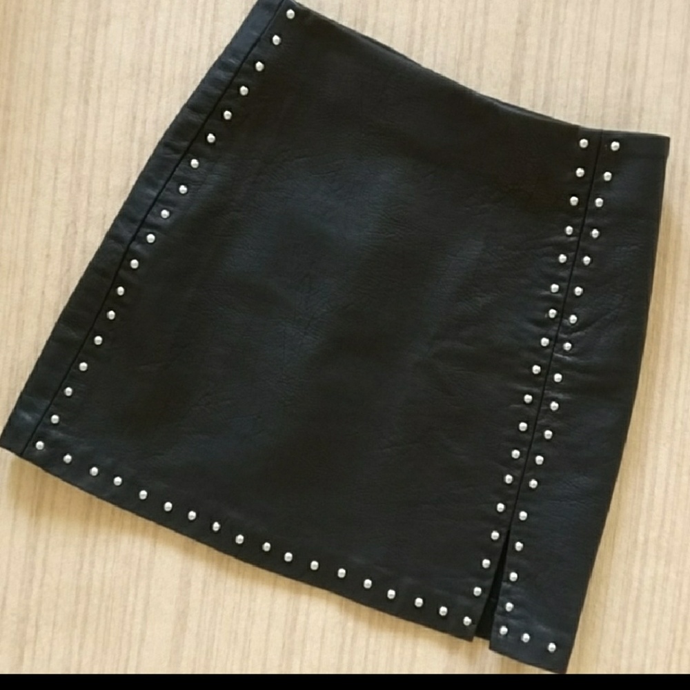 Leather mini skirt